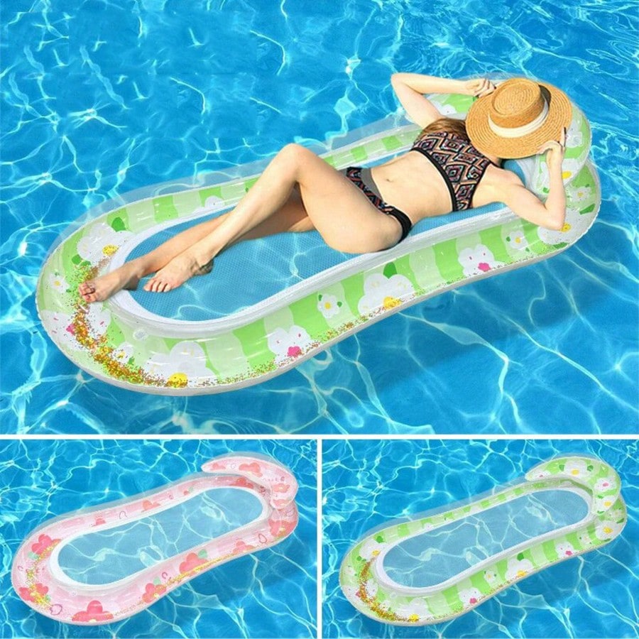 1pc Two Tube Iatable PVC Fruit Sequin Hammock Swimming Party Fun Water Rest Float Seat Pool Accessories
