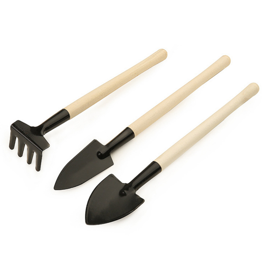 3 Pcs For Mini Garden Tools Plant Shovel Rake Spade With Wood Handle Metal Head Portable Small Gardening Tool Shovel Rake