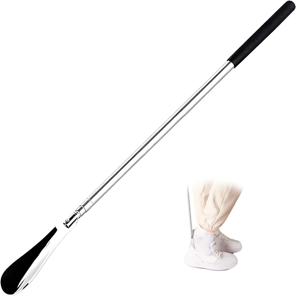 Extendable Shoe Horn, Premium Stainless Steel Long Handled Shoe Stick for Boots, Sneakers & More