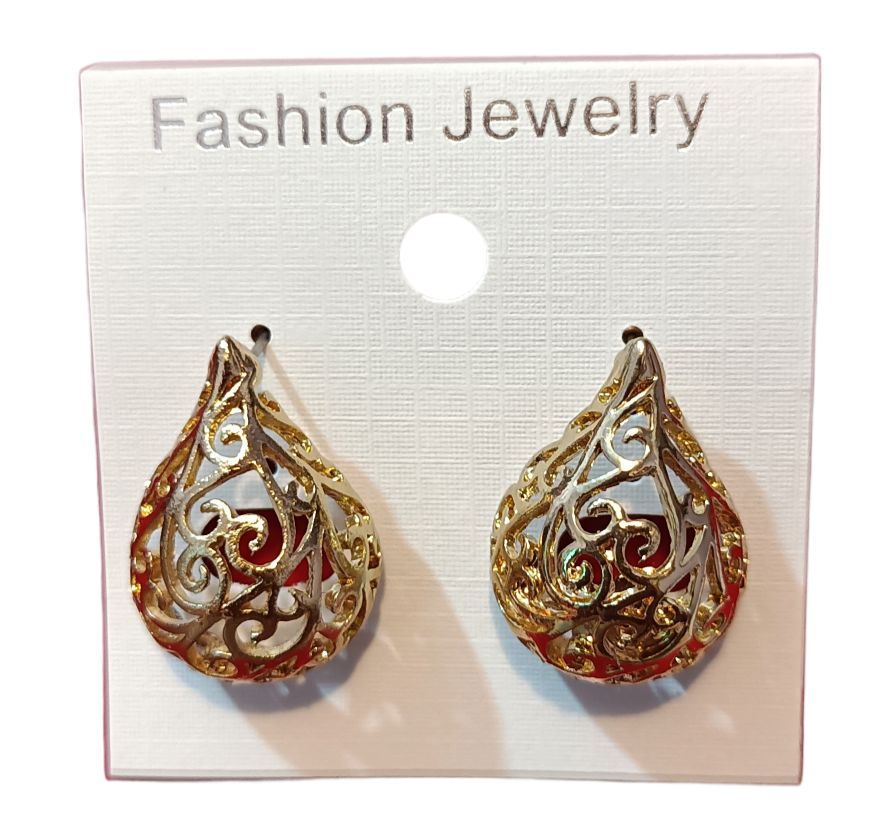 Indian Bollywood Desire Rhinestone Alloy Bohemian Style Finely Embossed Cut Work Light Weight Designer Jewelry Earrings in Gold Tone for Women, Gold