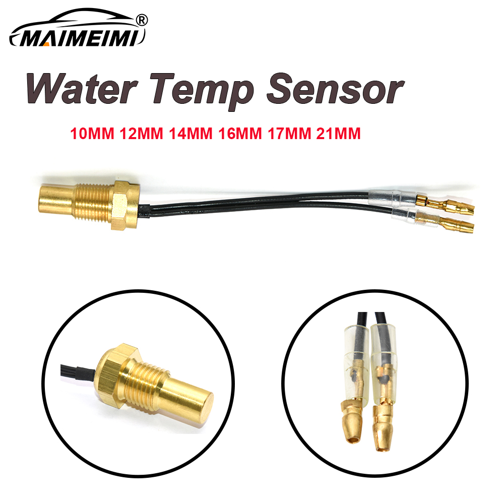 10MM 12MM 14MM 16MM 17MM 18MM 21MM Water Temperature Sensor 1/8 NPT 50K Head Plug Water Temp Sender for Car Truck Gauge 12V 24V