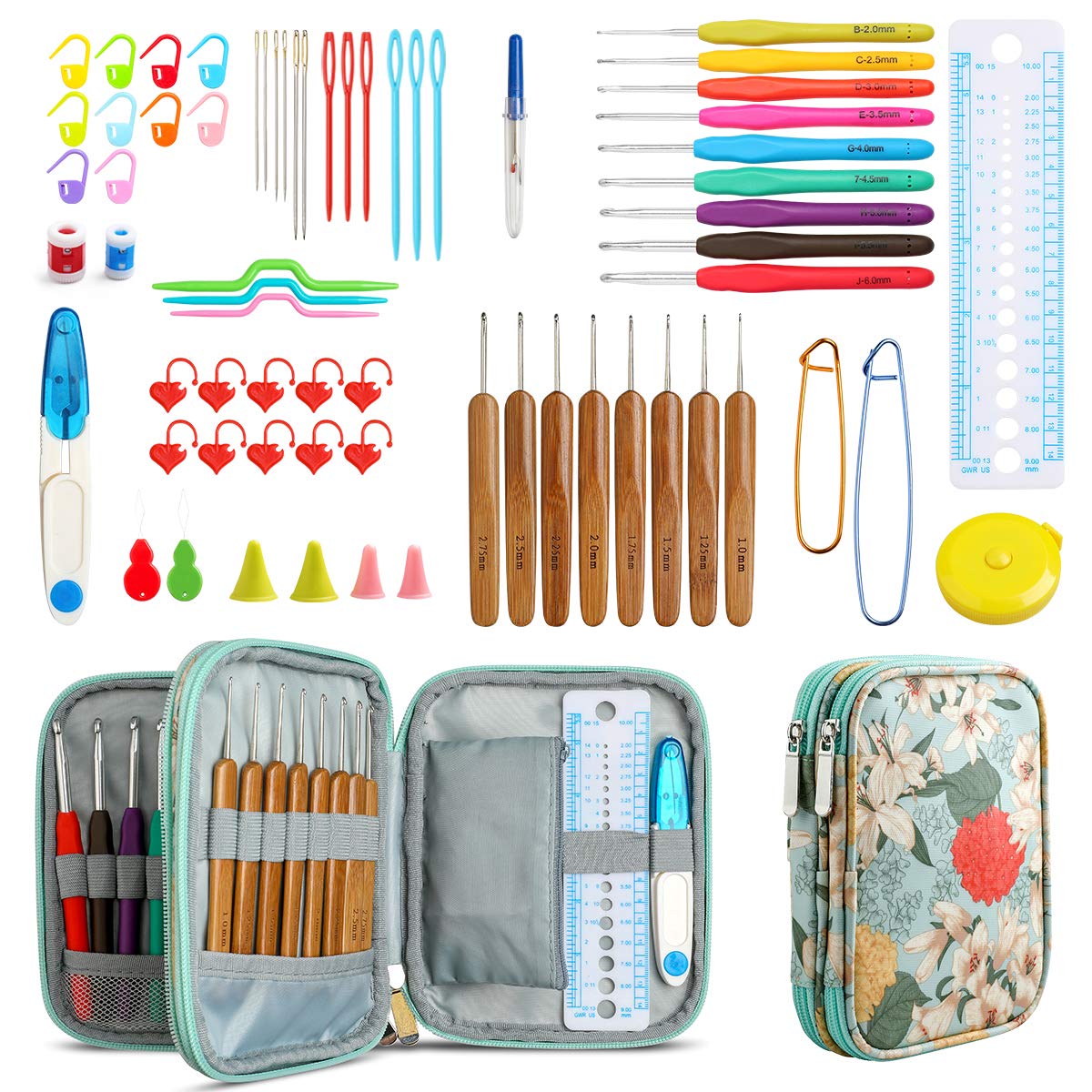 DIY 5 Rolls Yarn Best Gift Ergonomic Crochet Hook Set Sewing Braid Weave Tool Knitting Needles Kit