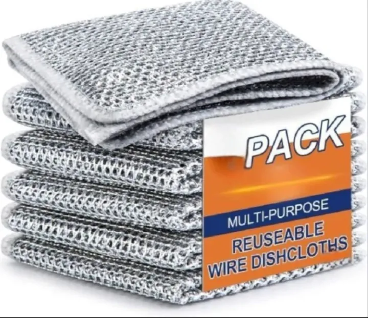 Pack of 5 Combo Multipurpose Wire Dish Washing Rags For Wet And Dry Stainless Steel Non Scratch Wire Easy Washing