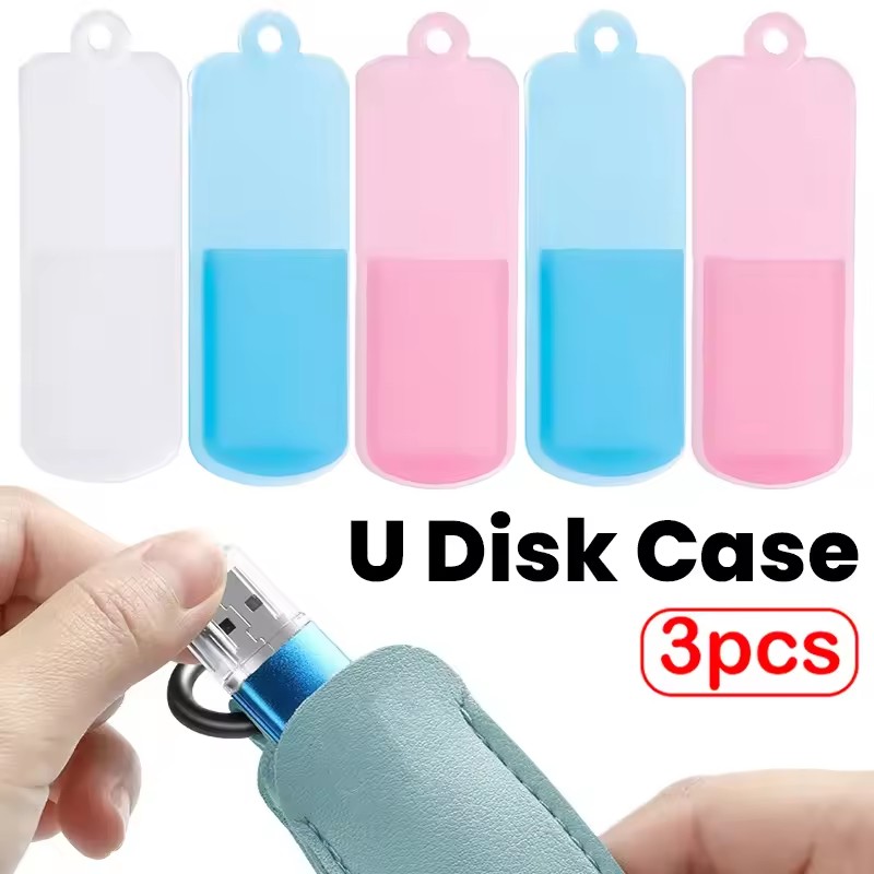 3pcs Silicone U Disk Storage Case Bag Portable USB Flash Drive Case Protective Cover for U Disk Flash Drive Protector with Rope