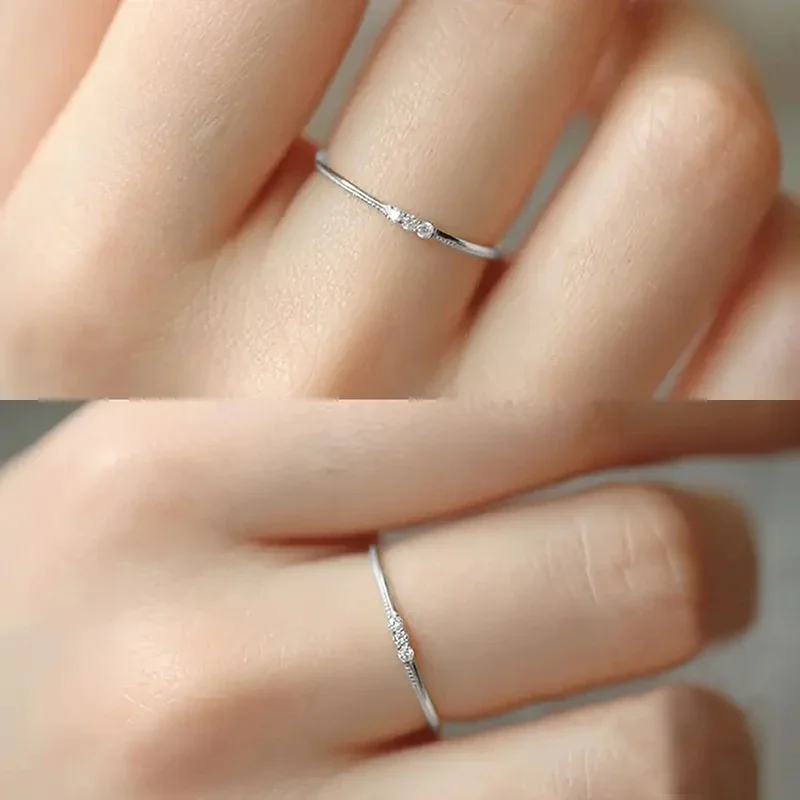 Huitan Minimalist Small CZ Finger Rings for Women Metal Silver Color/Gold Color Fashion Versatile Rings Everyday Jewelry