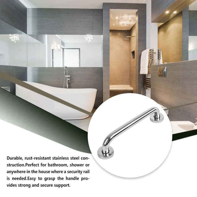 Stainless Steel Bathroom Grab Bar , Non-Slip Safety Handle for Shower, Toilet & Wall Support, Stainless Steel