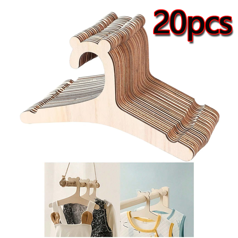 5/10/20/50pcs Baby Clothes Rack Cute Bear Wooden Children Clothing Hanger Home Girl Princess Room Nursery Decor for Kids Present