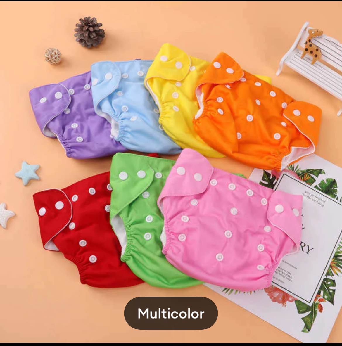 2 Pieces Baby Washable Diapers With 2 inserts free