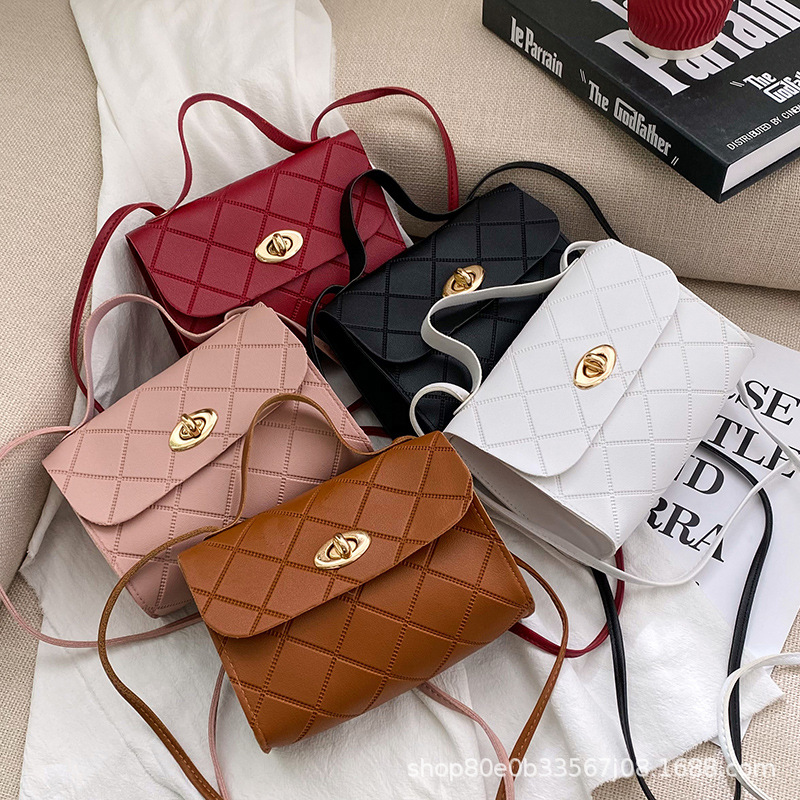 2025 Korean Style Argyle Stripe Small Square Bag - Women's Handheld, Fashionable Trendy