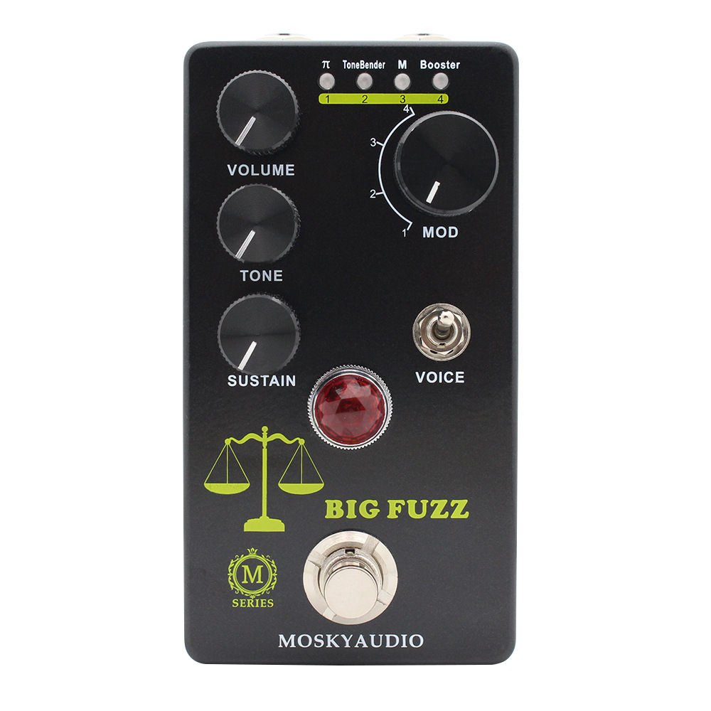 MOSKY Big Fuzz Guitar Effect Pedal - 4-Mode Fuzz Distortion with Volume/Tone/Sustain Controls for Guitar/Bass