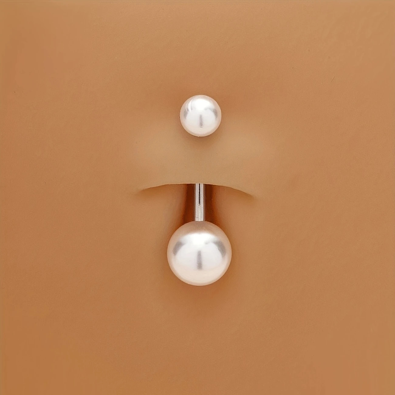 1pc Elegant Double-Headed Faux Pearl Belly Button Ring Vintage Style Stainless Steel Navel Piercing Jewelry for Daily Wear Party