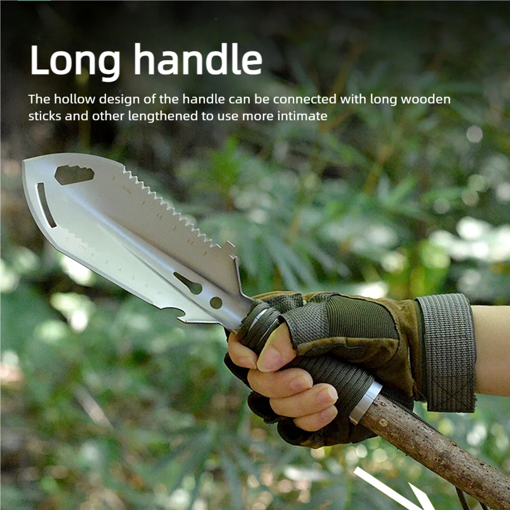 2026 New Outdoor Adventure Treasure Hunt Portable Sappers Shovel Stainless Steel Multifunctional Hand-held Small Digging Shovel