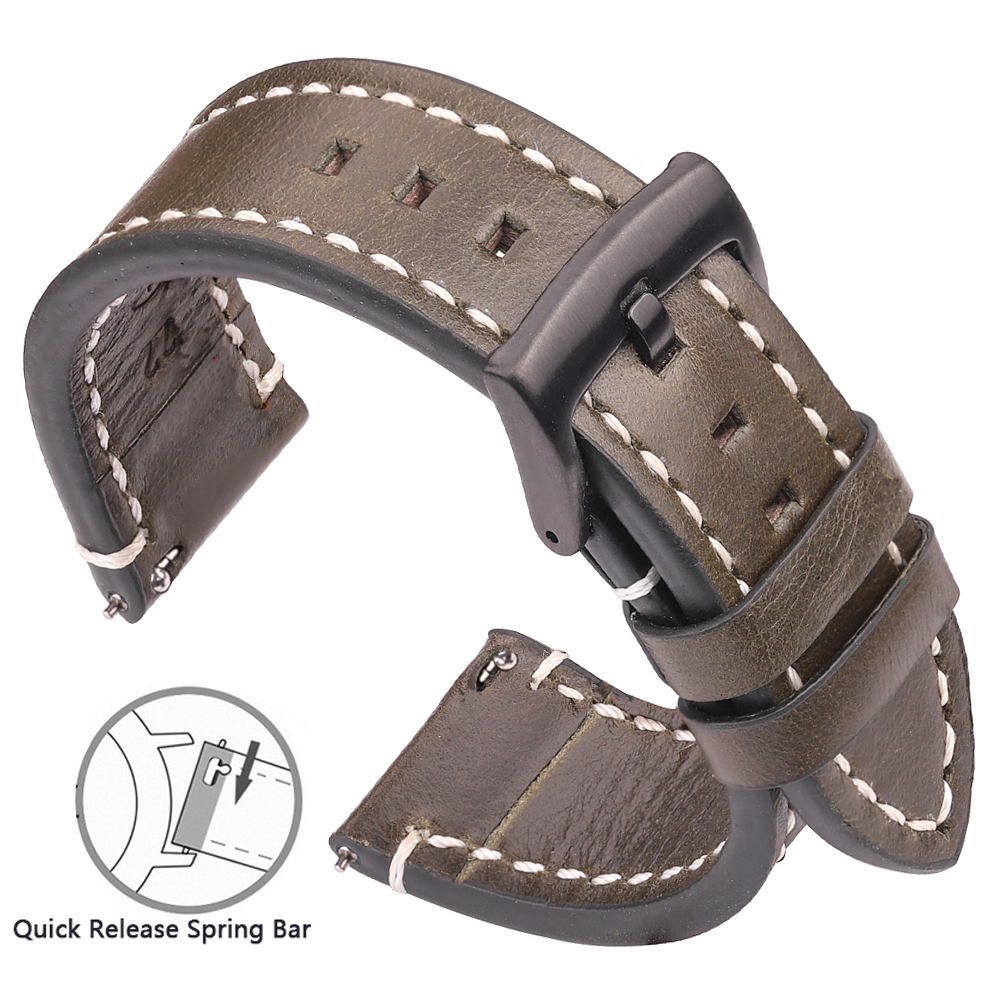 Premium Retro Calf Leather Watchbands 18 20 22 24 mm for Quick Release Oil Wax Genuine Leather Strap Accessories