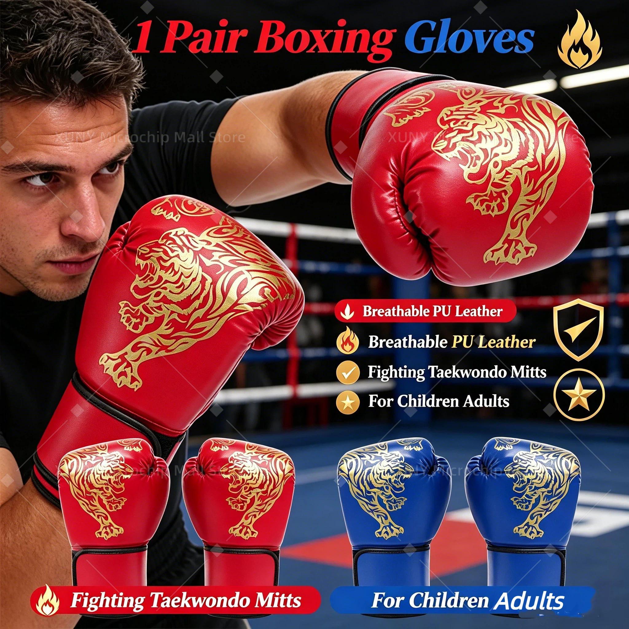 1Pair Boxing Gloves Breathable Kickboxing Gloves Comfortable Professional Boxing Gloves Punching Training Gloves for all