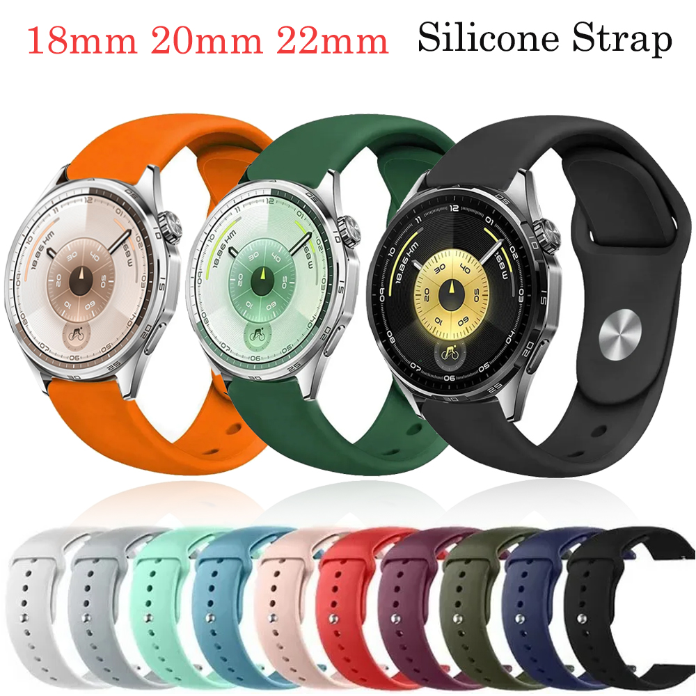 18mm 20mm 22mm Silicone Strap for Huawei Watch 5 GT6-GT5-GT4 GT3 Pro 42mm 46mm Sports Bracelet Wristband Amazfit GTR 4/Balance 2