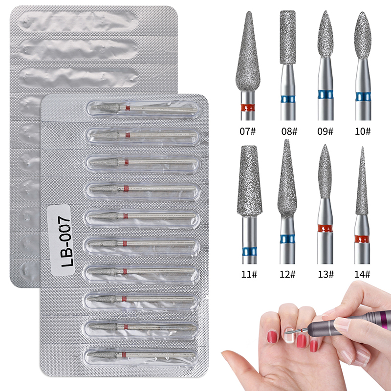 【AD】10Pcs Diamond Milling Cutter For Manicure Electric Nail Drill Bits Accessory Pedicure Machine Nail File Gel Remover Tool