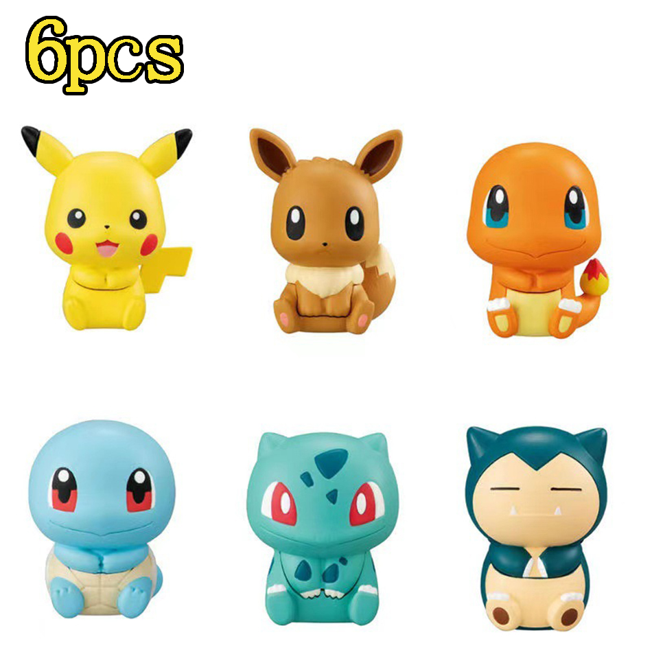 6Pcs Pokemon Figure Pikachu Charmander Squirtle Anime Cartoon Doll Toys for Boys Girls Kids Action Figure Toy