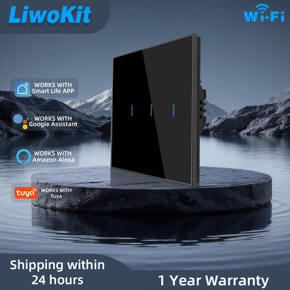 WIFI Smart Touch Light Wall Switch Interruptor Glass Panel 1/2/3/4Gang 86*8.6mm Work Tuya APP Whole house intelligent control lightify
