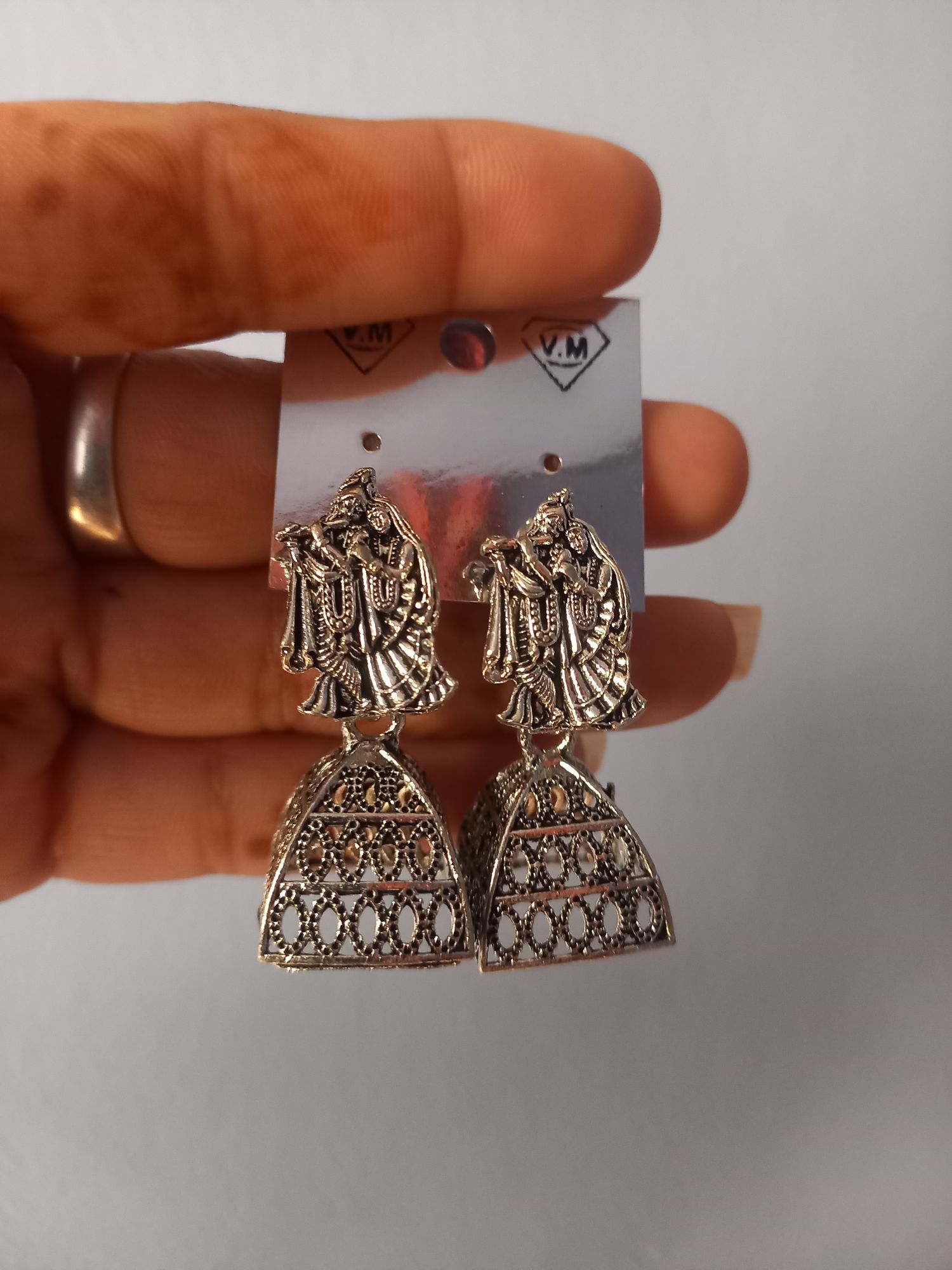 Radha Krishna Beautiful Silver Indian Fashion Earing