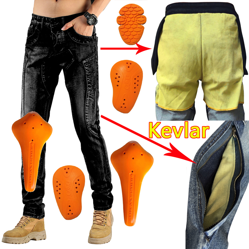 Aramid Kevlar Motorcycle Jeans Men Retro Black Racing Pants Moto Protection Sportswear South Korea Hithotwin