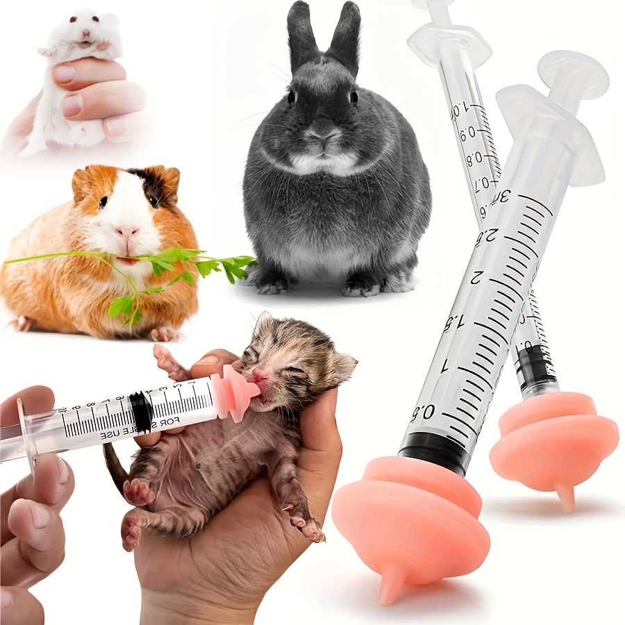 Mini Feeding Nipple with Syringe, Featuring a Smaller Pre-Drilled Aperture, Suitable for Feeding Kittens, Puppies, Baby Rabbits, and Squirrels, Syringe Pet Feeding Nipple Set