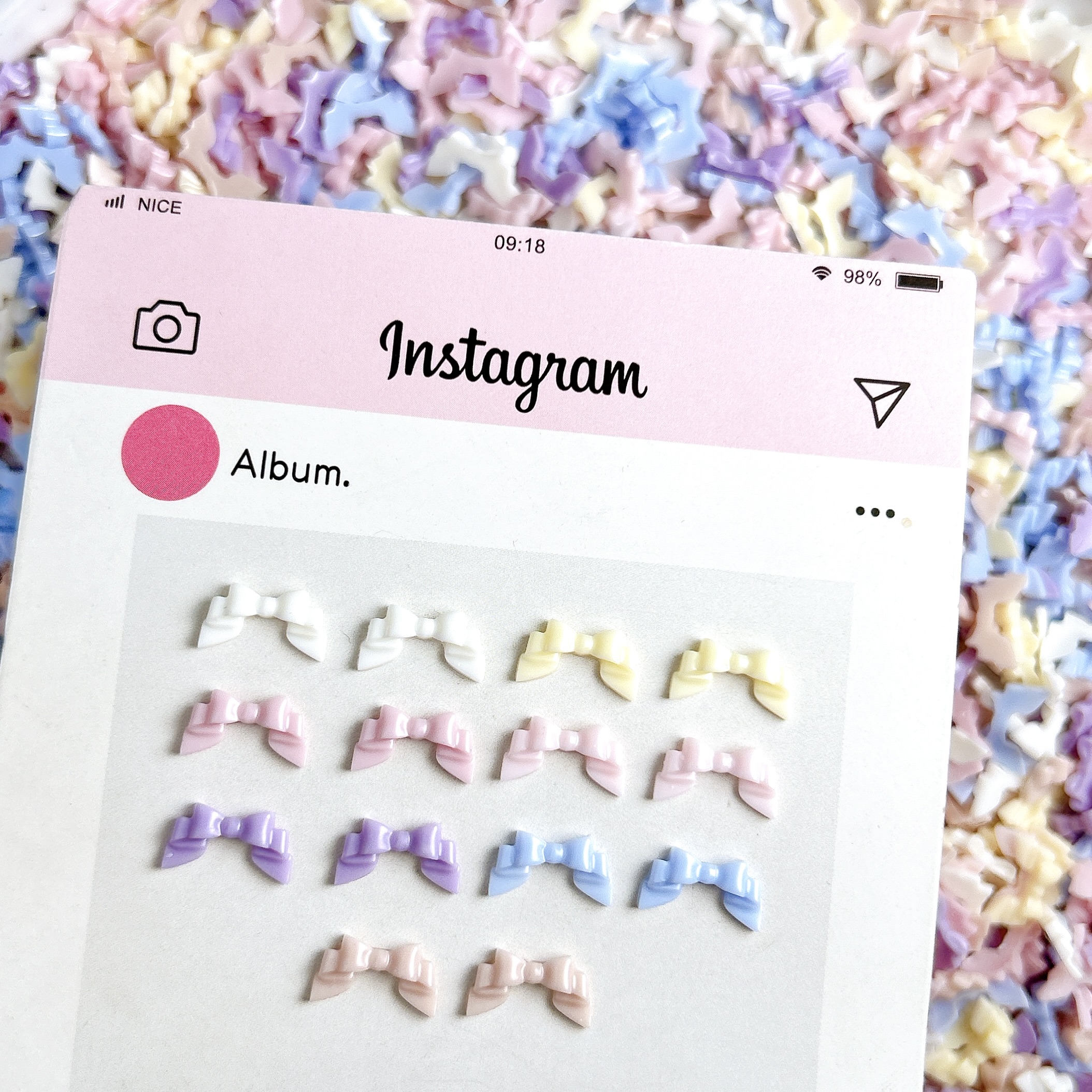 20PCS Sweet Creative Folding Bowknots Resin Nail Art Decorations Soft Solid Color Glossy Bows Nail Charms DIY Earring Nail Parts