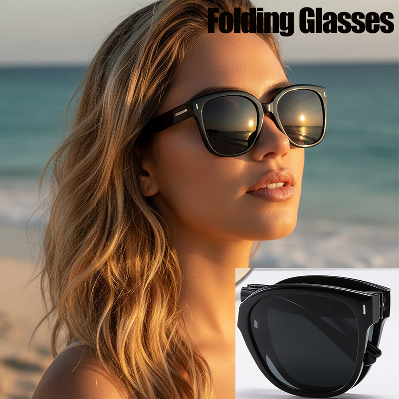 New Women's Foldable Sunglasses Fashionable And Trendy Sunglasses Cycling Fishing Driving UV Resistant Sunglasses 9675