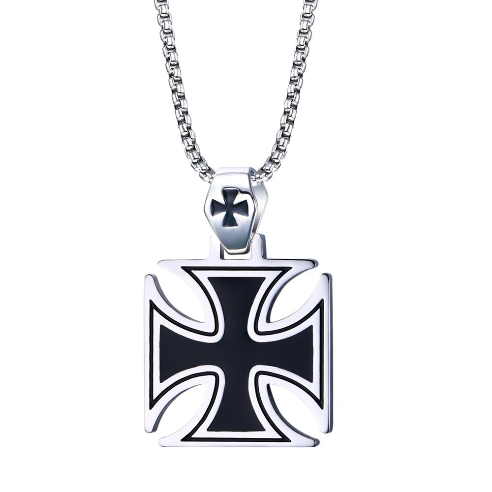 New Simple Fashion Creative Trend Street Niche Templar Men's Pendant Necklace Cross Pendant Vintage Chain GiftPendantAccessories pen gpt