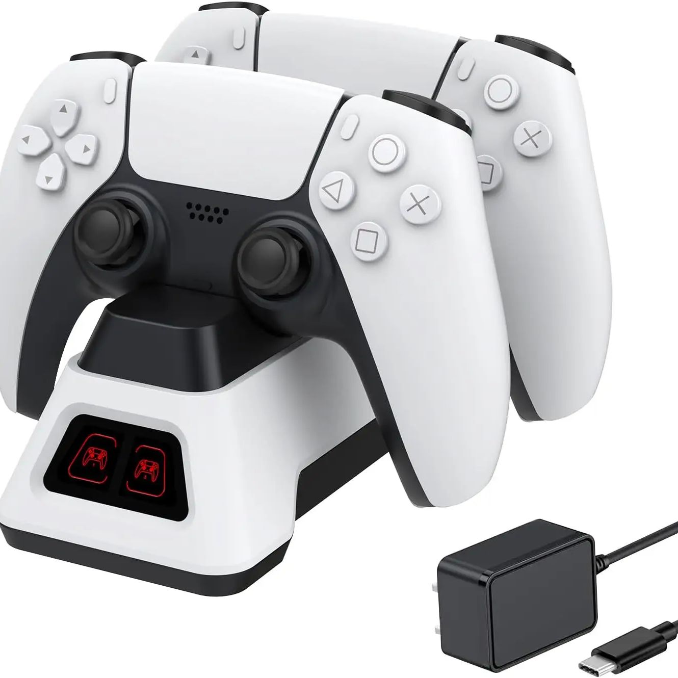 Dual PS5 Controller Charging Station - Fast Charging Dock with LED Indicator Lights, Compatible with PlayStation 5