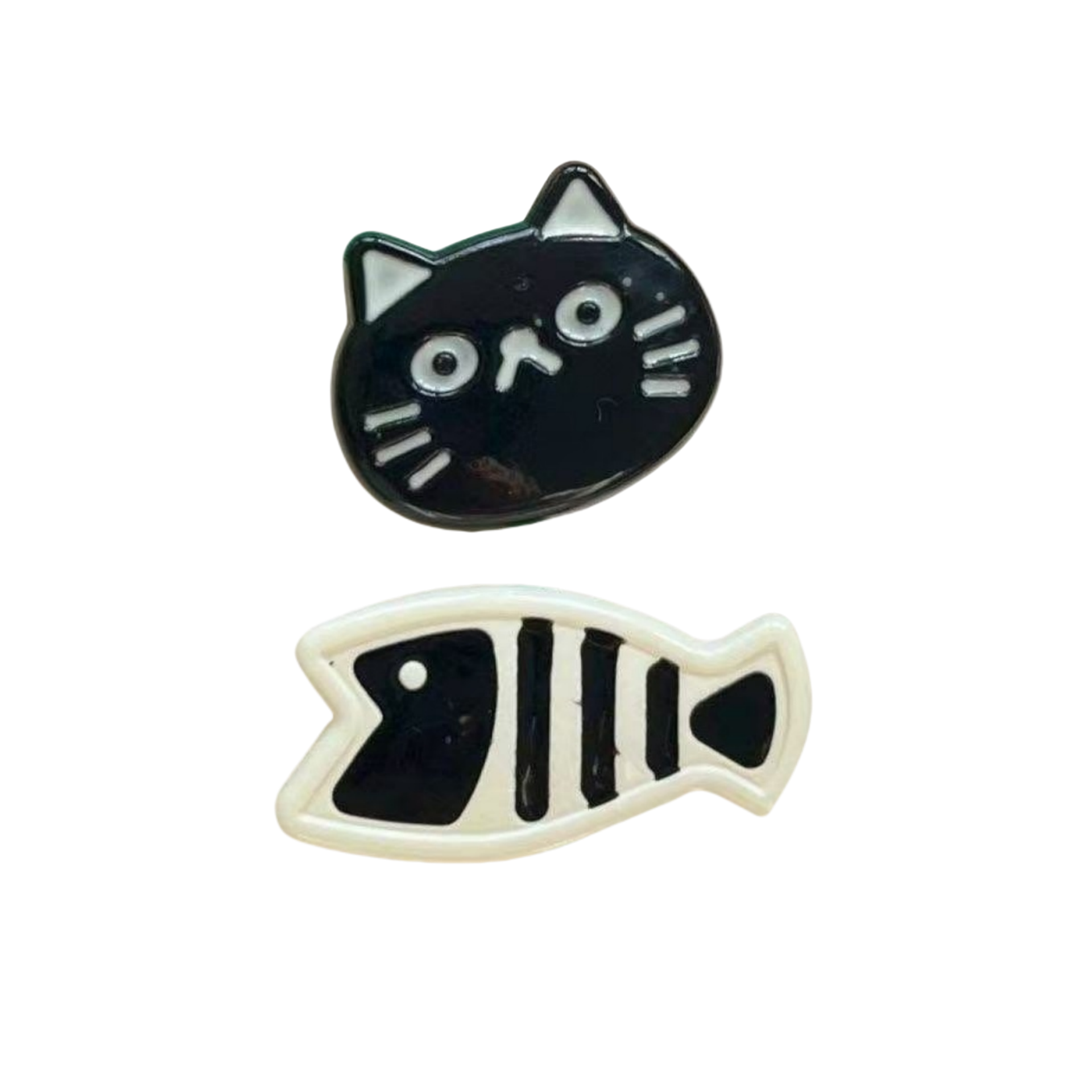 2PCS Cute Black Cat & Fish Hair Clips, Cartoon-Style Duckbill Clamps, Sweet Hair Accessories for Girls, Perfect for Bangs&Daily