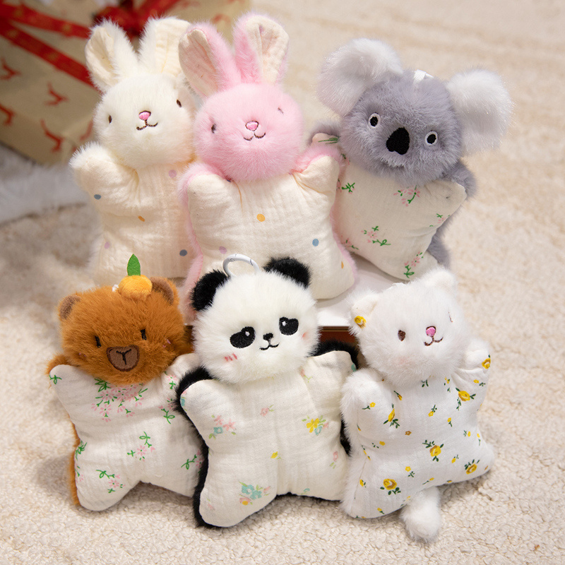 Cute Perfumed Plush Keychains Kawaii Stuffed Doll Bag Pendant Decoration Rabbit Panda Capybara Backpack Hanging New Year