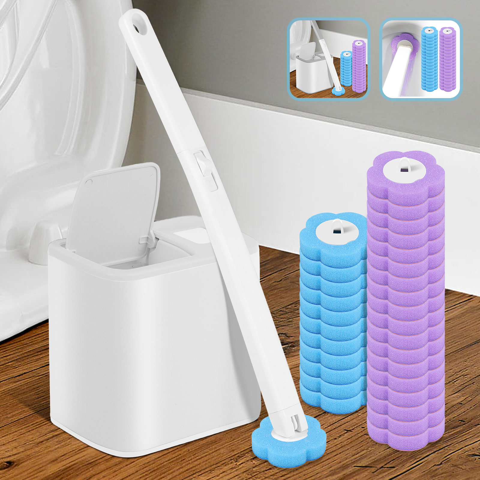 18/36Pcs Disposable Kit Wall-Mounted Bathroom Long Handle Cleaning Tool with Toilet Brush Refills Wc Accessories