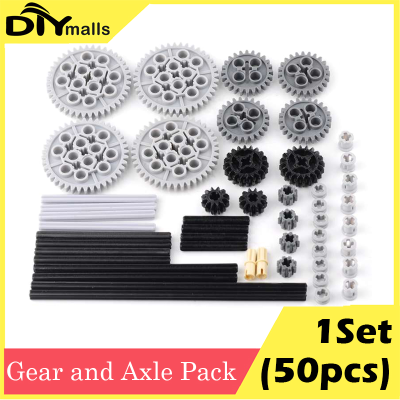 50PCS MOC Technical Gear and Axle Frictionless Cross Pins Pack for legoeds 10928 51416 3649 3648 3647 3749 3713 32123 32269 3708