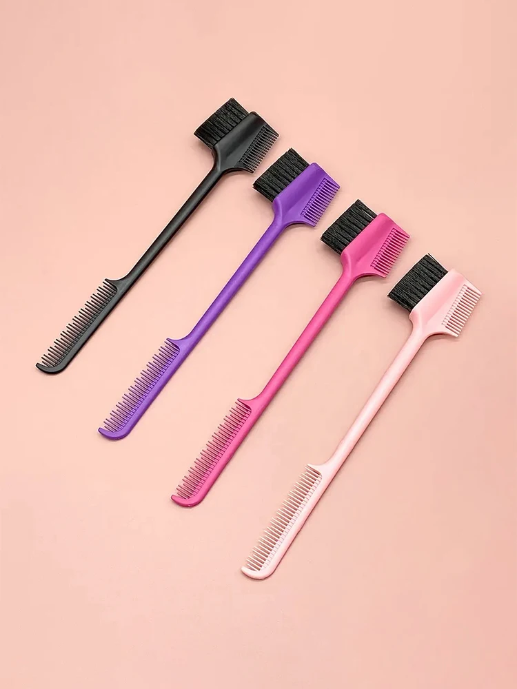 1pc Hair salon double-sided three in one edge control brush, beauty tool eyebrow comb Special for real hair