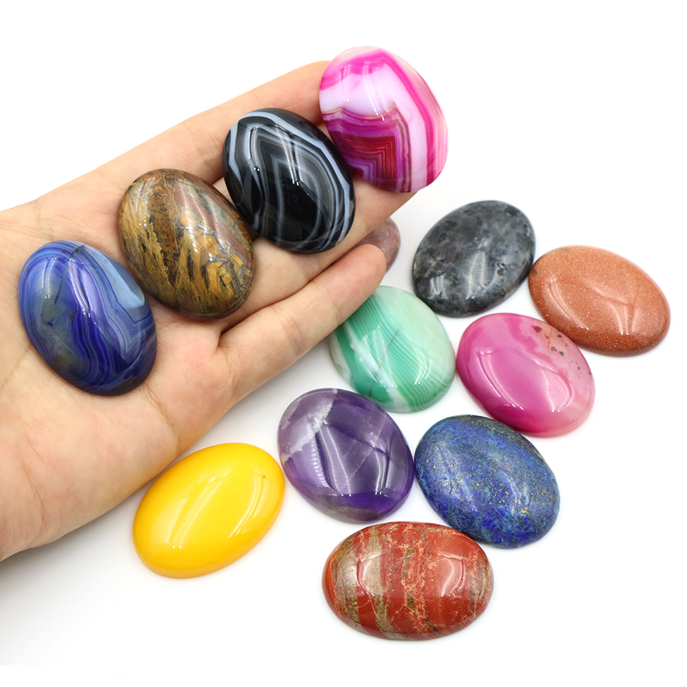 30x40mm Oval Flat Back Cabochon Natural Crystals Stone DIY Ring Pendant Necklace Jewelry Making Crafts Accessorie Wholesale