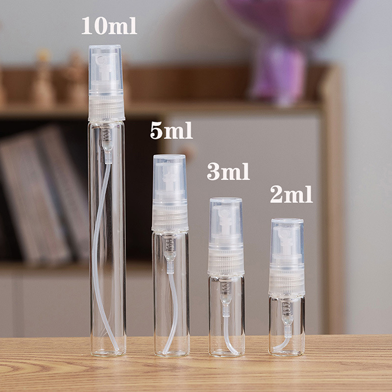 2/3/5/10mlClear Mini Perfume Glass Bottle Portable Plastic Spray Bottle Sample Test Tube Thin Vials
