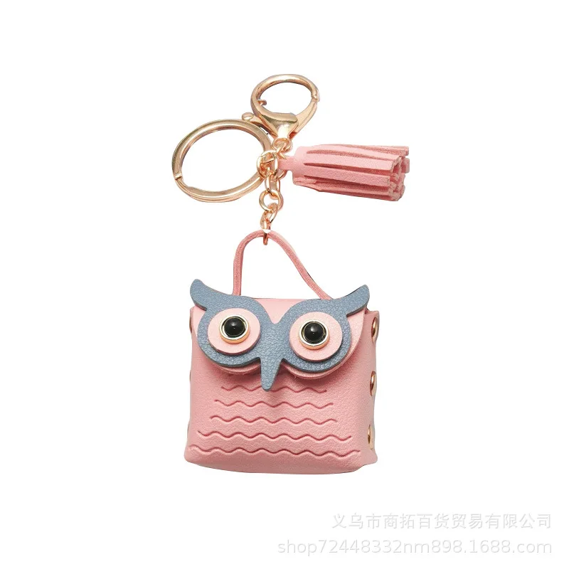 Cute Owl Key Bag Mini Coin Purse Leather Car Key Chain Pendant Lady Wallet School Bag pen gpt