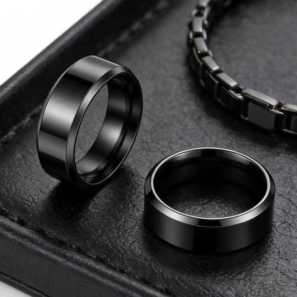 Simple 8mm Titanium Ring Women Men Prevent Allergy High Polished Wedding Rings Stainless Steel Couple Finger Jewelry