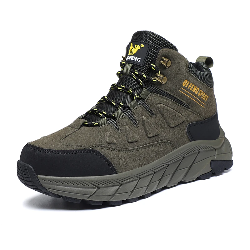 Large Size 48 Leather Hiking Boots Mens Winter Outdoor Warm Fur Non Slip 2025 Fashion Hike Ankle Boot Black Hunting Boots