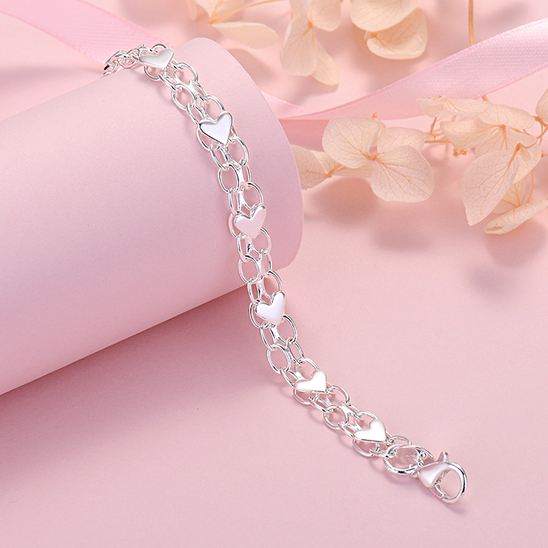 Original Design 925 Sterling Silver /18K gold color Heart Bracelet for Women lover Jewelry Wedding Party Valentine's Day
