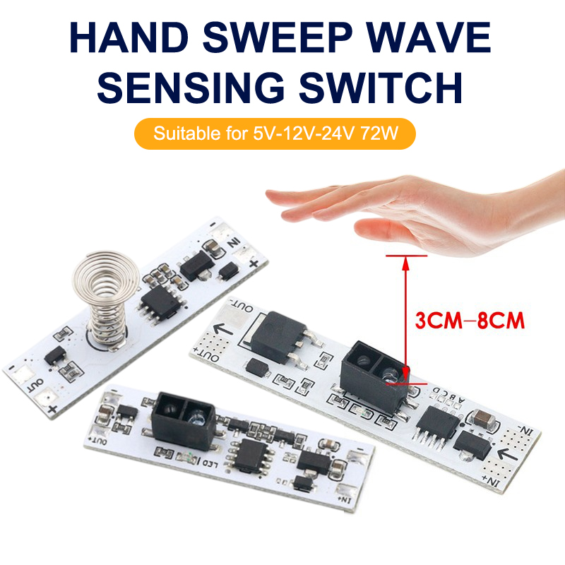 Smart Wave Control Switch, 5-24V for Hands-Free Cabinet or Mood Lighting, Adjust Brightness with a Wave, Easy DIY Install