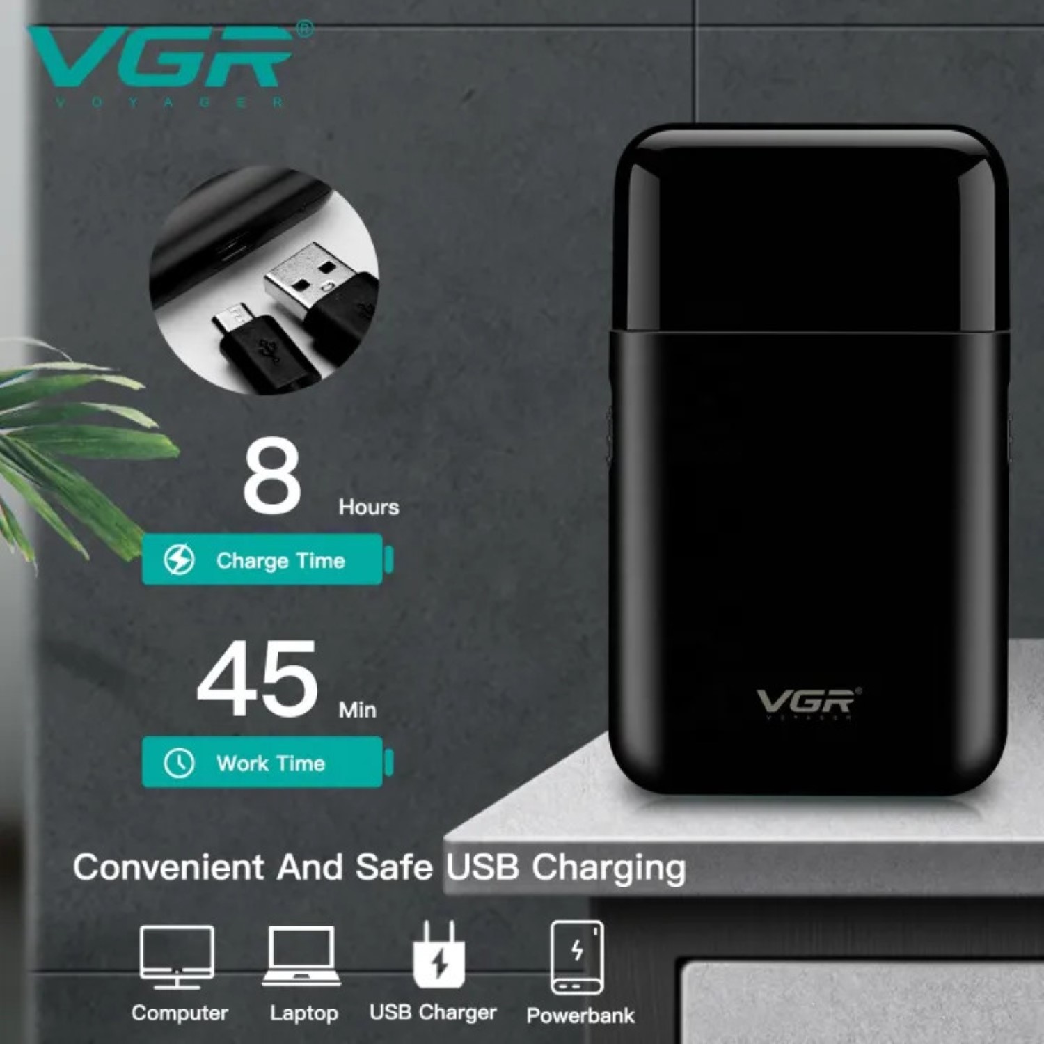 Mini VGR Hair Trimmer for Men | V-390 Portable pocket shaver USB Rechargeable | Household Electric Shaver l| Sold By Kalika Deals