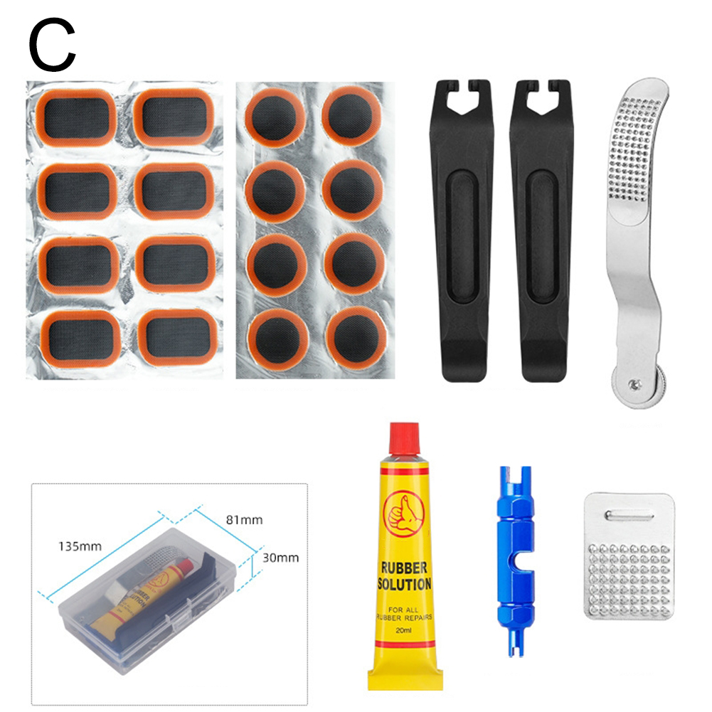1 Set Bike Tire Repair ItK - Puncture Patch Set With Glue & Tools (5 Versions) Bicycle Tube Puncture Set Repair Tool
