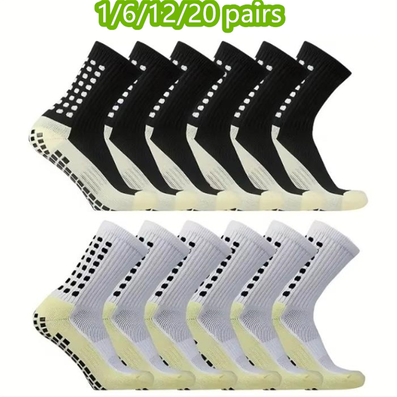 1/6/12/20 pairs Anti-slip Soccer Women Men Outdoor Sport Grip Football Yoga Socks