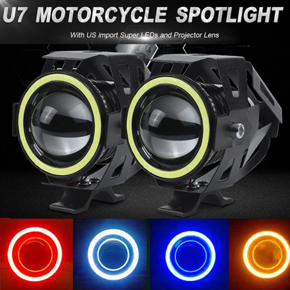 U7 Projector Led Lamp Motorcycle Angel Eye Driving Work Light led Motorbike Headlight Spotlight ATV Scooter Car Accessories