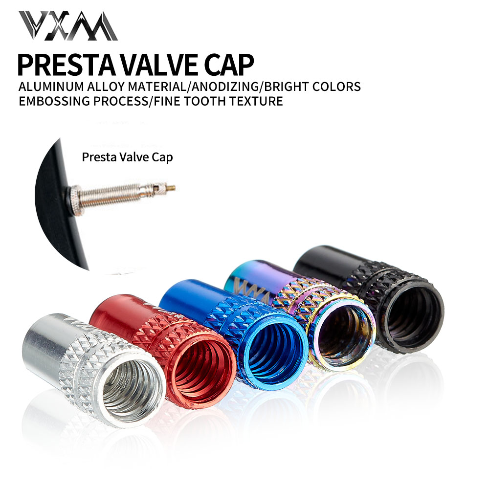 VXM Bicycle Aluminum Alloy Valve Cap Road Bike CNC Presta Schrader Nozzle Valve Core Cap Cycling French FV Dustproof Accessories