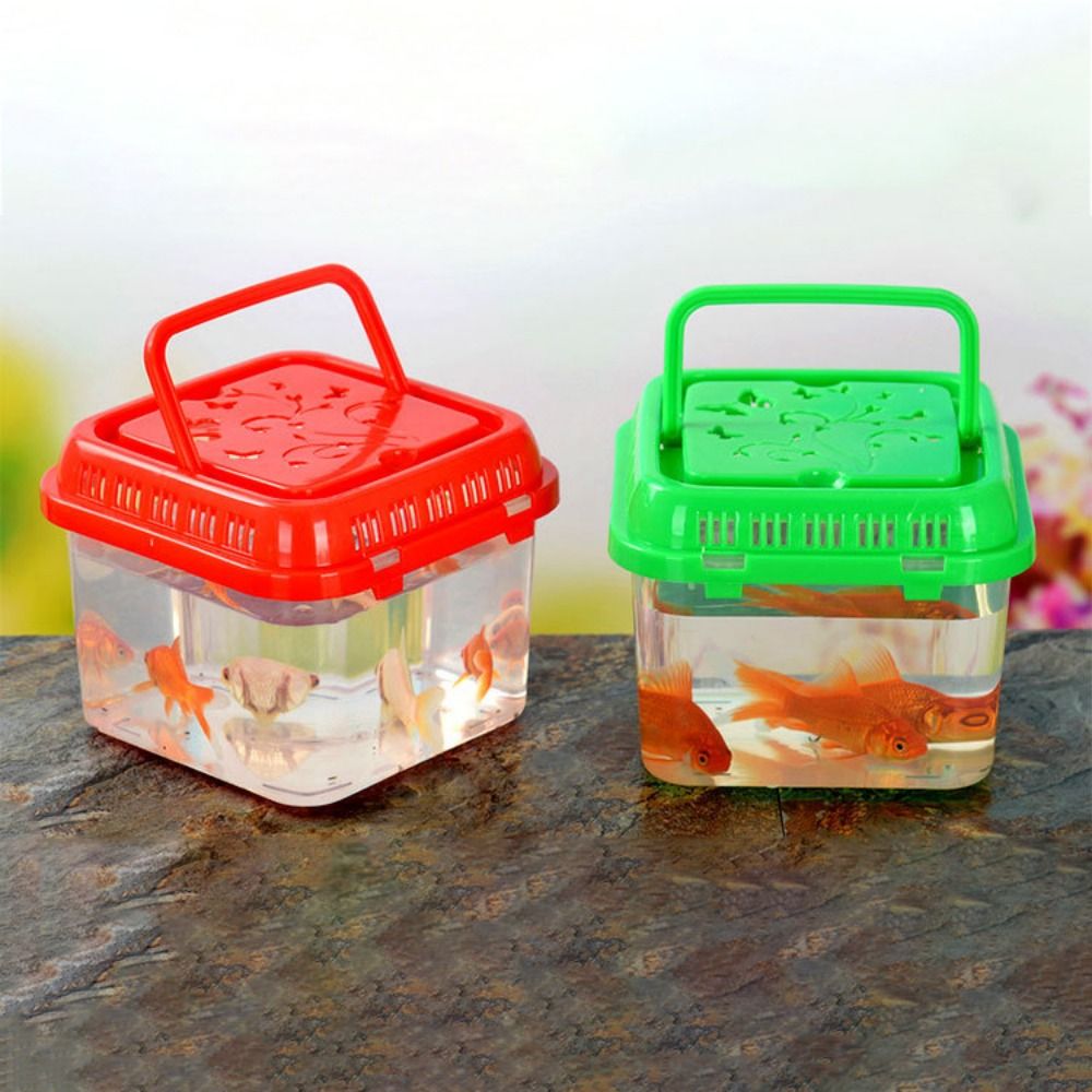 Mini Portable Fish Tank Pet Supplies Terrarium Small Plastic Reptile Feeding Hamster Carrier Cage