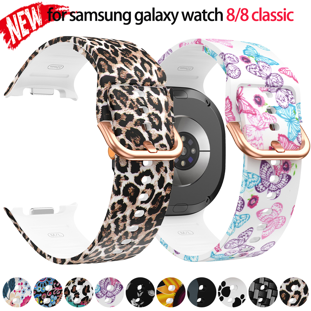 Floral Designs StrapFor Watch 8 40 44mm Colorful Silicone Sport Band For 8 Classic 46mm Sunflower Leopard
