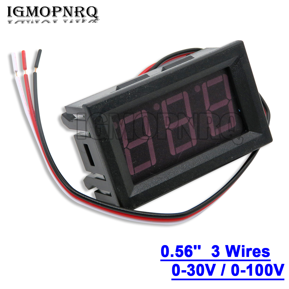 Mini 0.28 inch 0.28 2 / 3 Wires Digital Voltmeter Blue/Red/Green/Yellow LED Display DC 0-100V Digital LED Panel Voltage Meter
