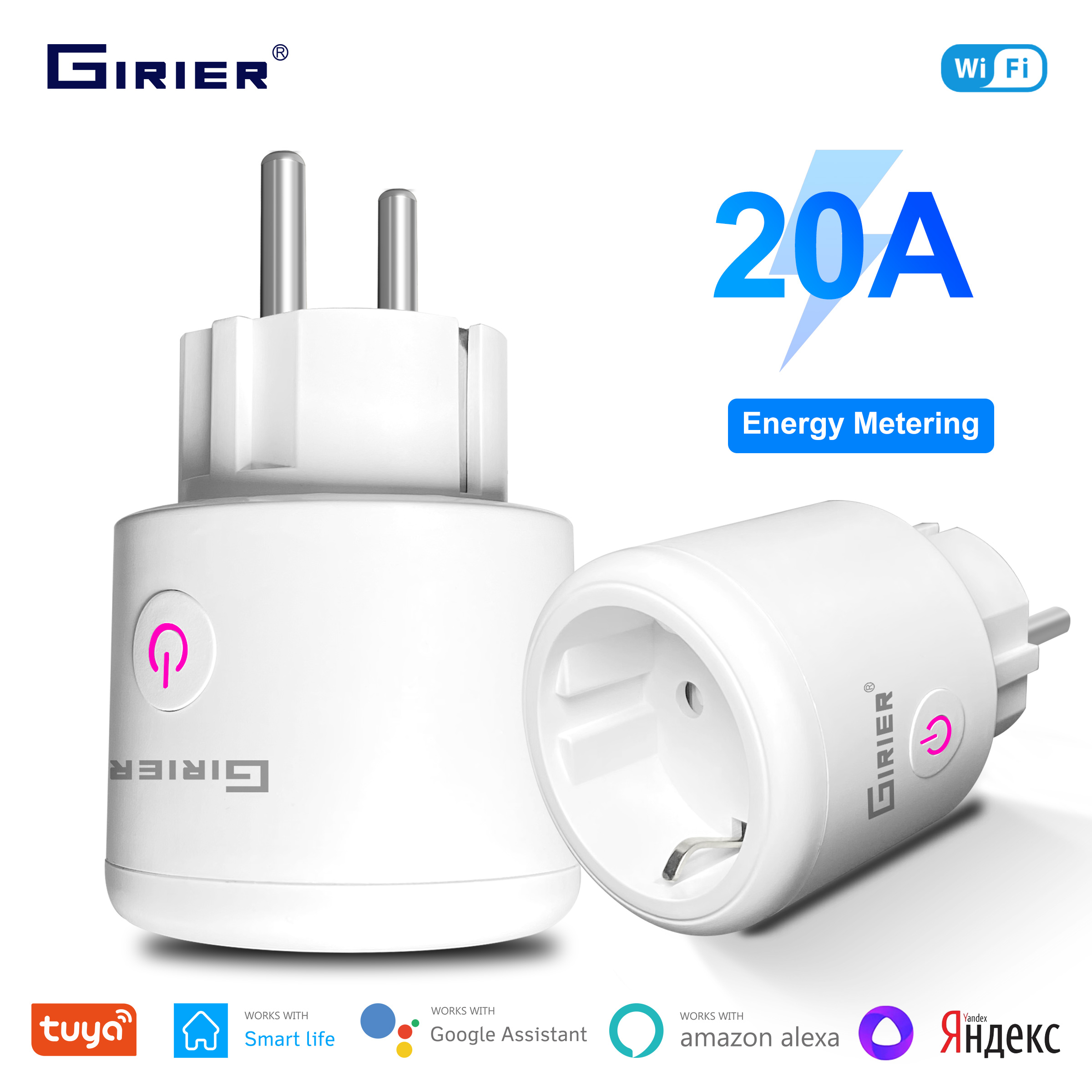 Tuya Smart Socket WIFI 16A/20A EU Plug With Monitoring Timing Function Smart Home Electronic Power Outlet Alexa Home
